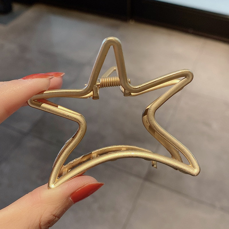 Fashion Metal Hair Claw For Women Gold Silver Color Cross Crab Hair Clip Korean Elegant Geometric Hairpin Girl Hair Accessories